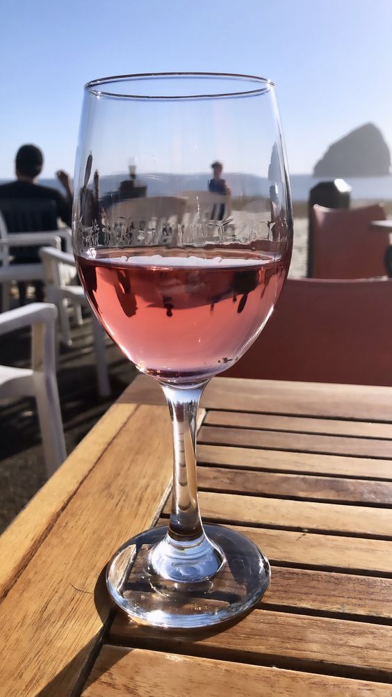 A glass of rosé on a beautiful day at Pelican Brewing Company, Pacific City, Oregon